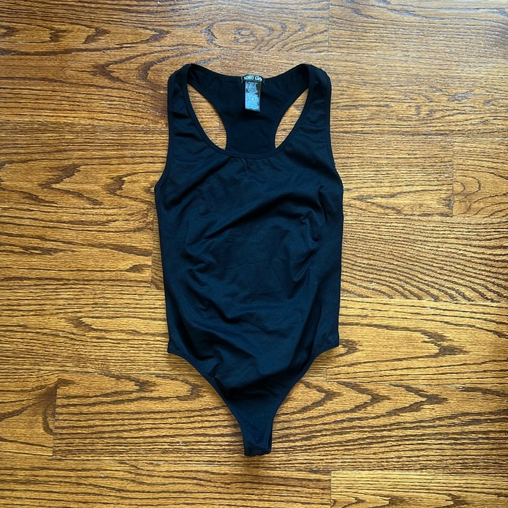 Mystique Boutique Black Scoop Neck Tank Top Racerback Bodysuit